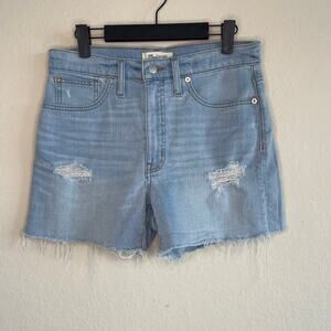 Madewell High Rise Denim Shorts Womens Light Wash Cut Off Raw Hem - Size 27
